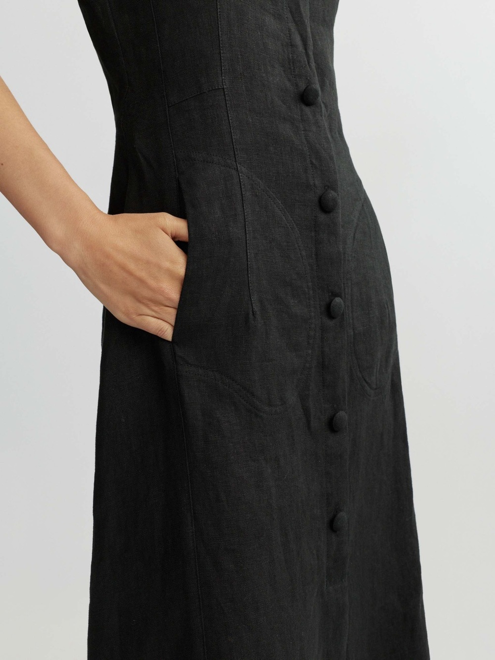 DL1961 Danika Linen Midi Dress - Black - Picture 4 of 11